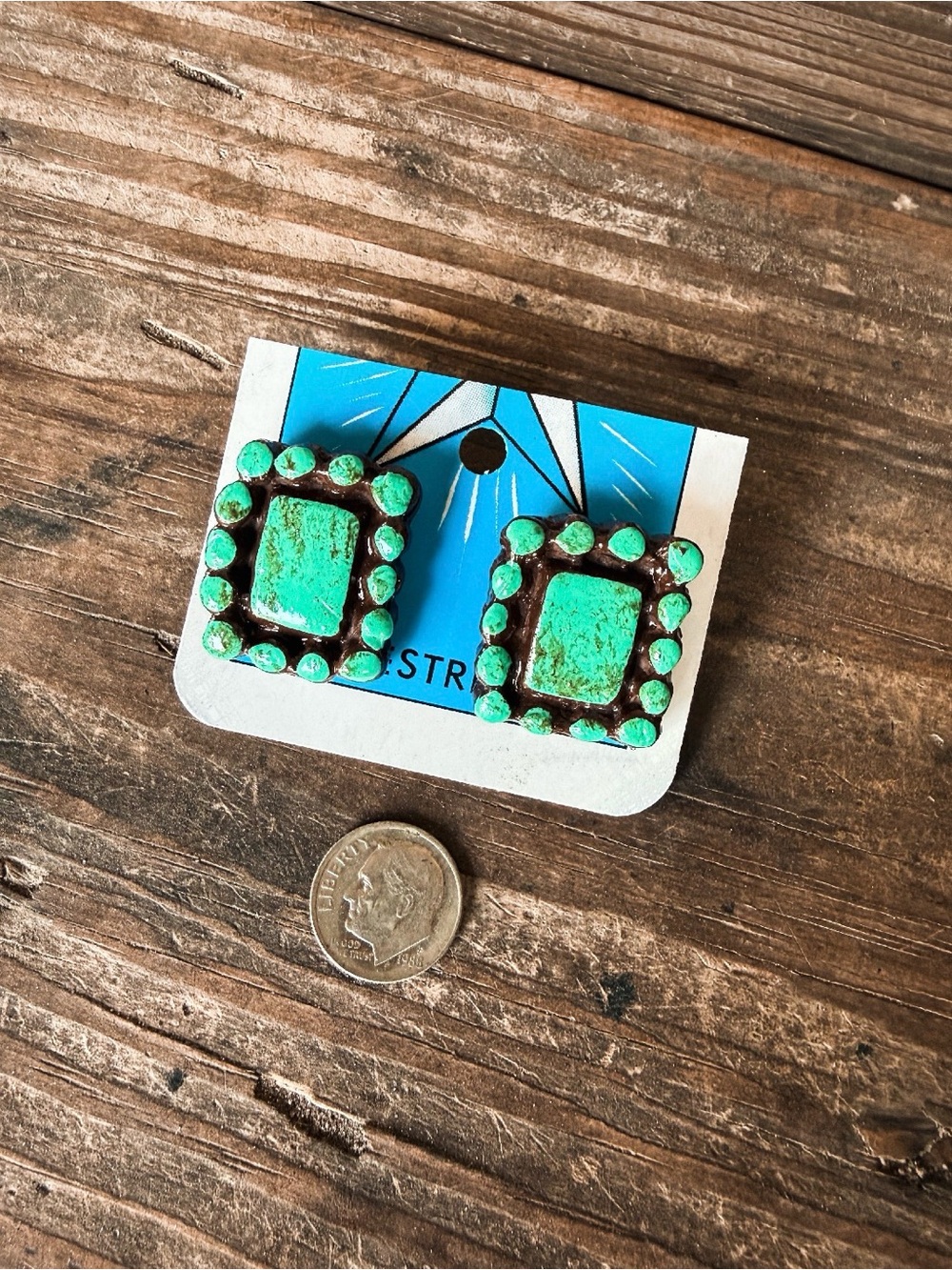 Turquoise Concho Clay Earrings